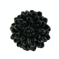 Mini resin blomst, rund, Sort, Ø11mm, 2 stk.